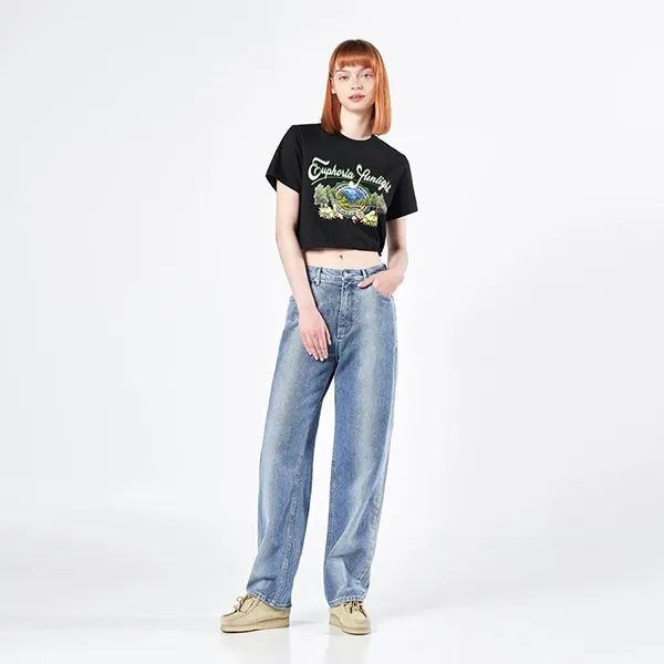 Áo Croptop Nữ Acmé De La Vie ADLV Greenery Artwork Black Tshirt Màu Đen - Thời trang - Vua Hàng Hiệu