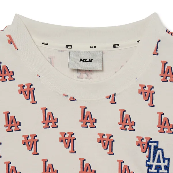 Áo Croptop Nữ MLB LA Dodgers 3FTSM0433-07CRS Tshirt Màu Kem Size XS