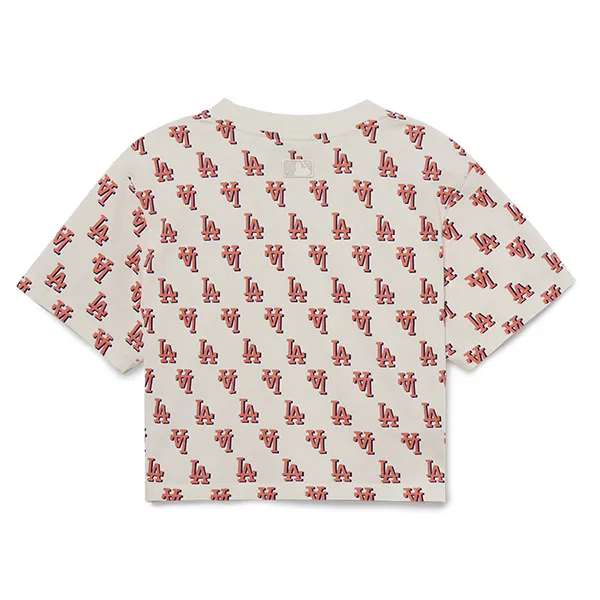 Áo Croptop Nữ MLB LA Dodgers 3FTSM0433-07CRS Tshirt Màu Kem Size XS