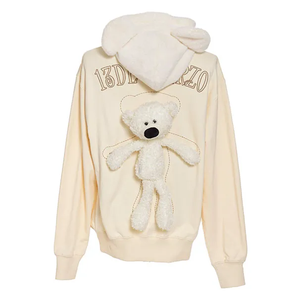 Áo Hoodie 13 De Marzo Palda Bear Ear Sweater White FR-JX-429 Màu Kem Size M