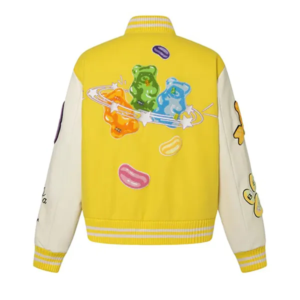 Áo Khoác 13 De Marzo Big Gummy Bear Baseball Jacket Yellow FR-JX-538 Màu Vàng Size S