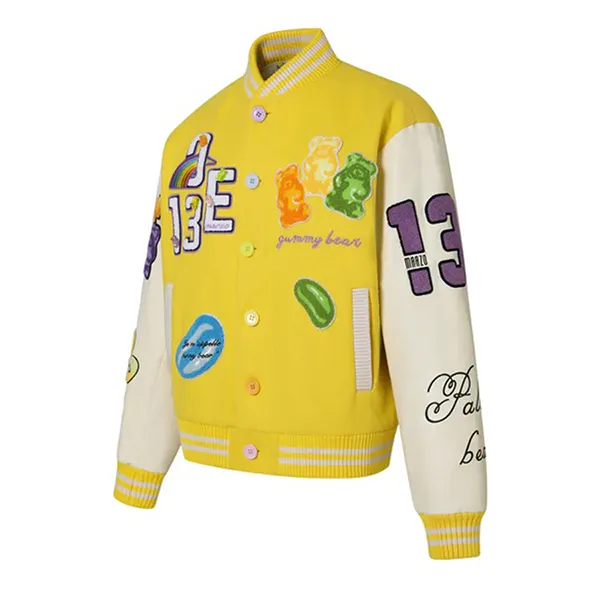 Áo Khoác 13 De Marzo Big Gummy Bear Baseball Jacket Yellow FR-JX-538 Màu Vàng Size S
