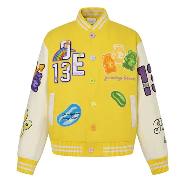 Áo Khoác 13 De Marzo Big Gummy Bear Baseball Jacket Yellow FR-JX-538 Màu Vàng Size S