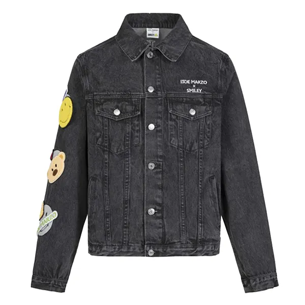 Áo Khoác Bò 13 De Marzo Palda Bear Velcro Patch Denim Jacket Black FR-JX-304 Màu Đen Xám Size S - Thời trang - Vua Hàng Hiệu