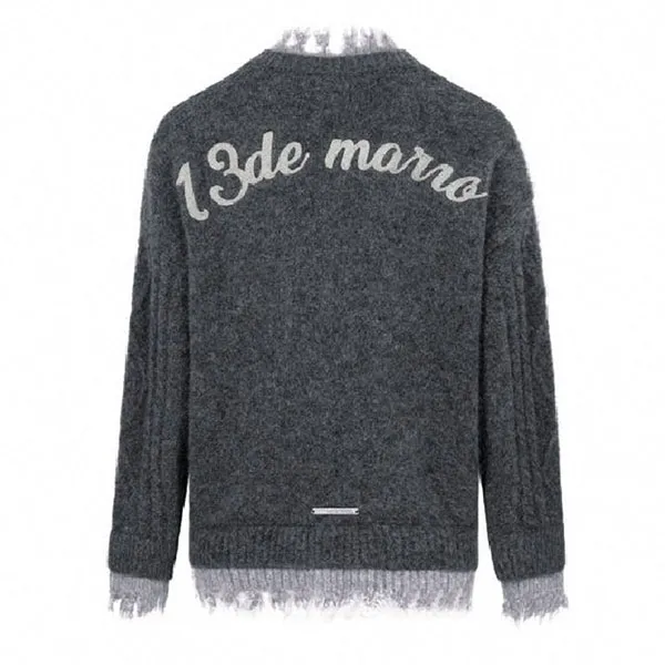 Áo Cardigan 13 De Marzo Bear Botton Unedged Cardigan Black FR-JX-586 Màu Xám Size S