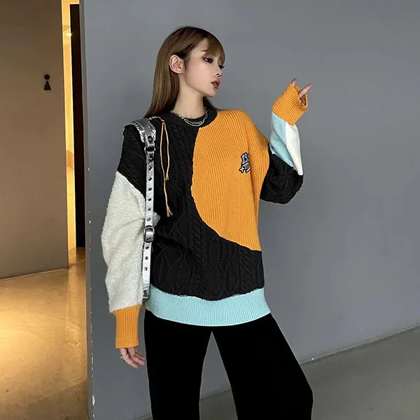 Áo Len 13 De Marzo Bear Suture Patch Sweater FR-JX-689 Phối Màu Size M