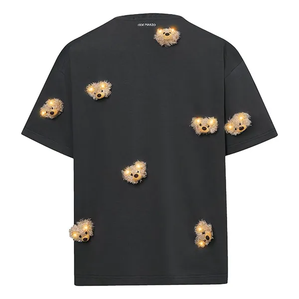 Áo Phông 13 De Marzo Luminous Plush Bear T-Shirt Black FR-JX-520 Màu Đen Size S