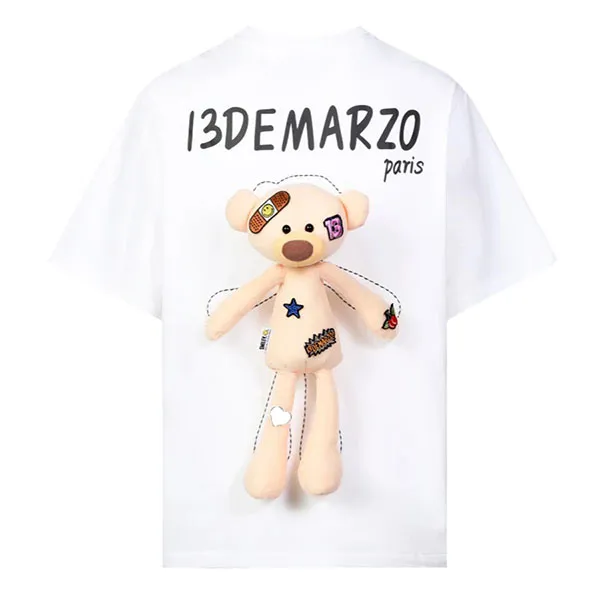 Áo Phông 13 De Marzo Palda Bear Velcro Patch Letter T-Shirt FR-JX-314 MàuTrắng Size S