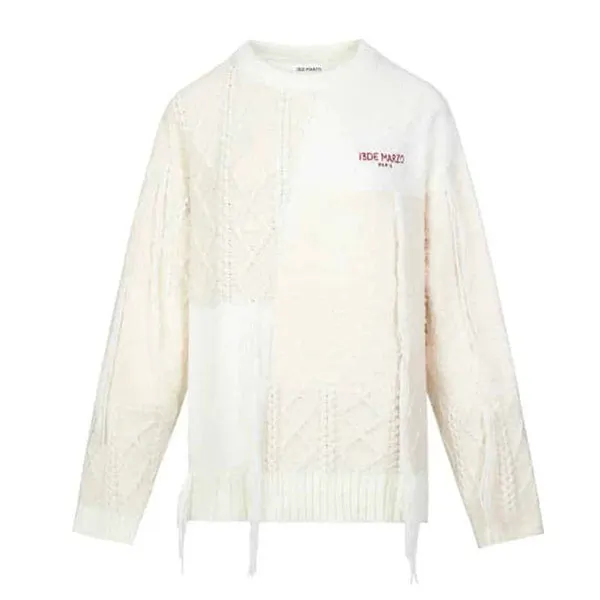 Áo Len 13 De Marzo Patchwork Tassels Sweater White FR-JX-414 Màu Trắng Size S - Thời trang - Vua Hàng Hiệu
