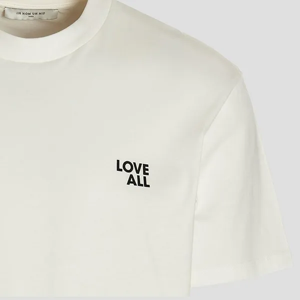 Áo Phông Nam Ih Nom Uh Nit Logo Jesus Love All Printed NUS23224 081 Màu Kem Size XS