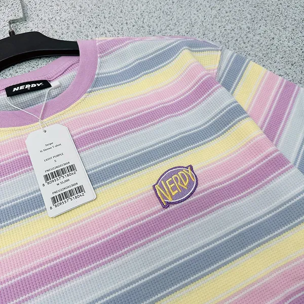 Áo Phông Nữ Nerdy Sọc Lavender Tshirt Phối Màu