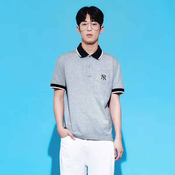 Áo Polo Nam MLB New York Yankees 3LPQB0133-50MGS Màu Xám Size L - Thời trang - Vua Hàng Hiệu