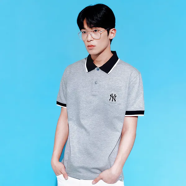 Áo Polo Nam MLB New York Yankees 3LPQB0133-50MGS Màu Xám Size L - Thời trang - Vua Hàng Hiệu