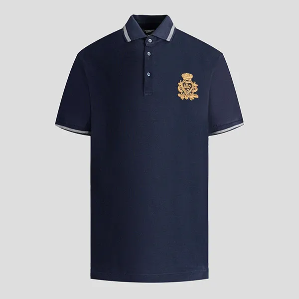 Áo Polo Nam Dolce & Gabbana D&G With DG Logo Embroidery Polo Shirt G8LB0Z G7TWJ Màu Xanh Navy Size 44