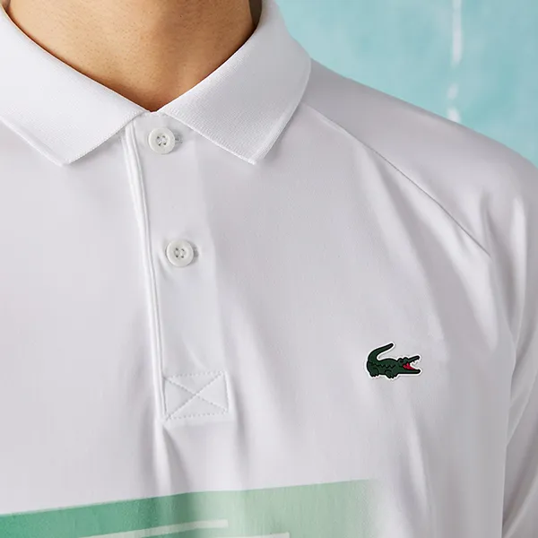 Áo Polo Nam Lacoste Men's Sport x Novak Djokovic Print Stretch DH0853 FXT Màu Trắng Size 5