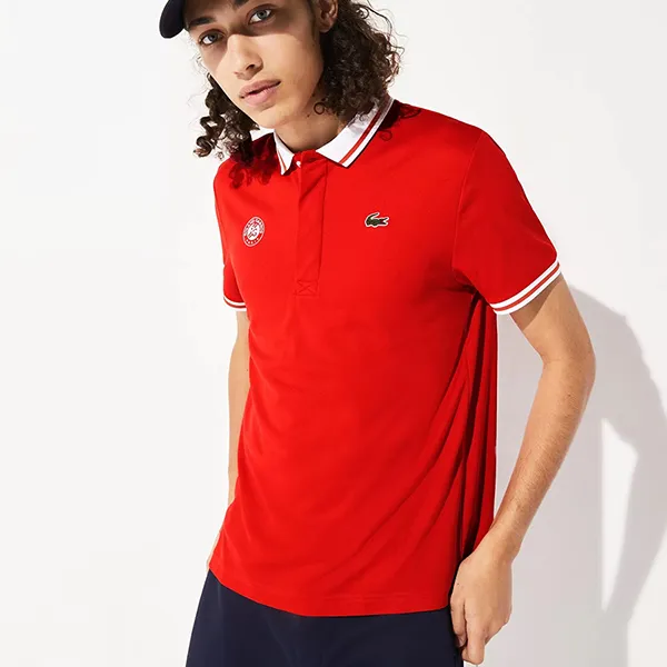 Áo Polo Nam Lacoste Sport Roland Garros Paris Ultra Dry DH3658YMF Màu Đỏ Cam Size 5