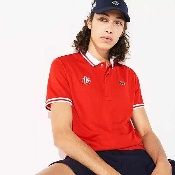 Áo Polo Nam Lacoste Sport Roland Garros Paris Ultra Dry DH3658YMF Màu Đỏ Cam Size 5