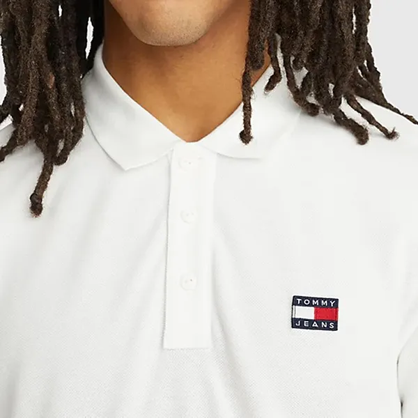 Áo Polo Nam Tommy Hilfiger Sueded Classic Fit Badge DM0DM16224_BIANCO_YBR Màu Trắng Size M