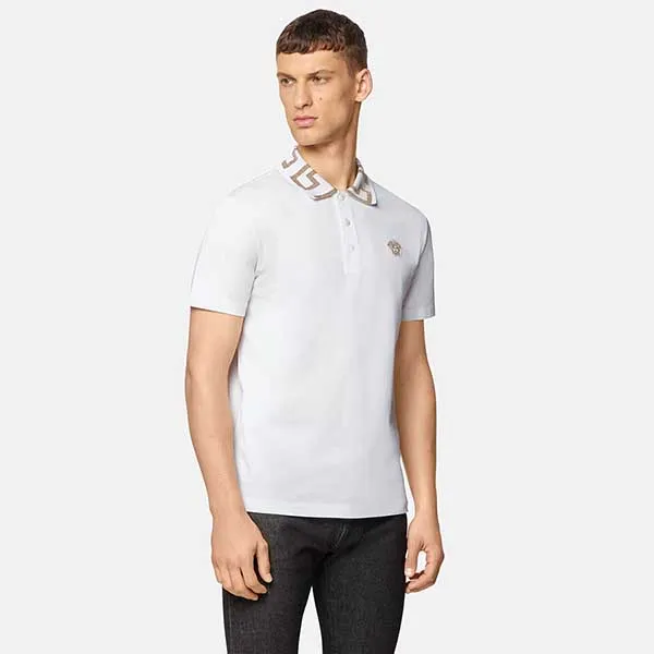 Áo Polo Nam Versace Greca Short-Sleeved A87402-1A06199-1W000 Màu Trắng