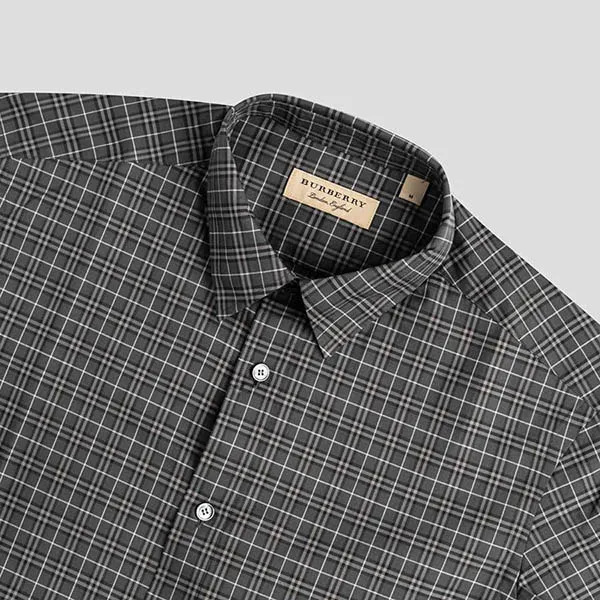 Áo Sơ Mi Nam Burberry Cộc Tay Dark Grey Ip Check Màu Xám Size L