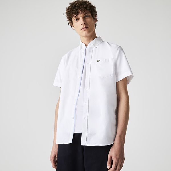 Áo Sơ Mi Nam Lacoste Men's Regular Fit Oxford Cotton Shirt CH4975001 Màu Trắng Size 40 - 3