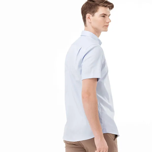 Áo Sơ Mi Nam Ngắn Tay Lacoste Regular CH4975-58M Màu Xanh Blue Size 41