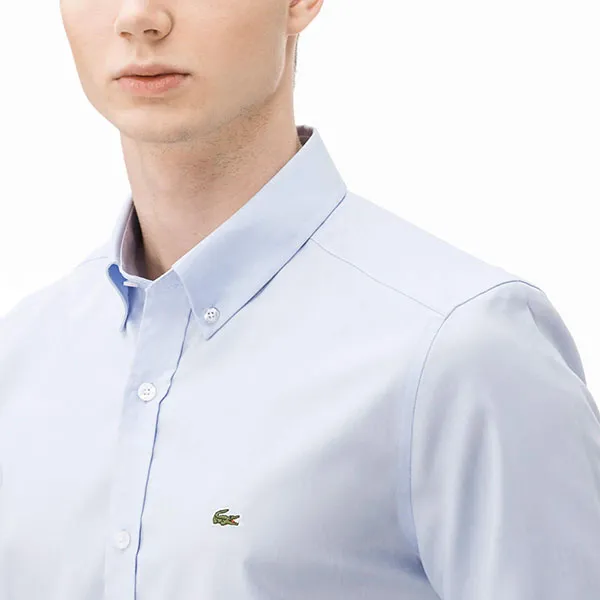 Áo Sơ Mi Nam Ngắn Tay Lacoste Regular CH4975-58M Màu Xanh Blue Size 41