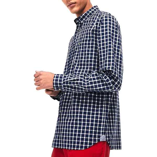 Áo Sơ Mi Nam Lacoste Shirt CH5650 Màu Xanh Kẻ Size 38