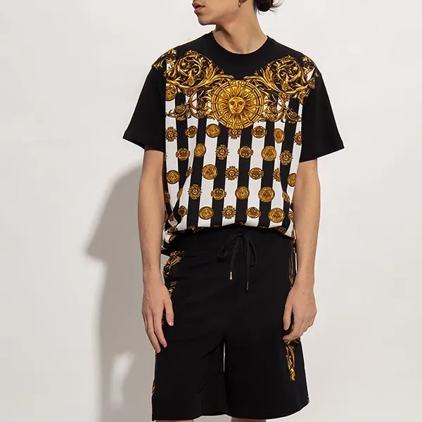 Áo Thun Nam Versace Jeans Couture Black Logo T-Shirt 772GAH6RC JS062 G89 Màu Đen Size S