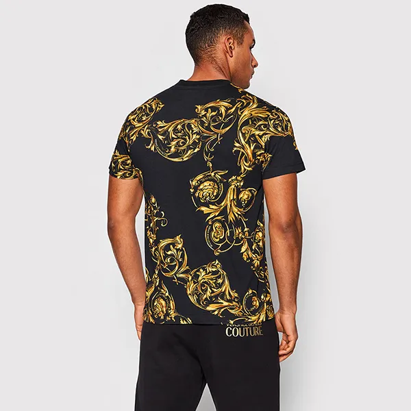 Áo Thun Nam Versace T-shirt Print Garland Bianco Slim Fit 72GAH6S0 JS049 G89 Màu Đen Size M