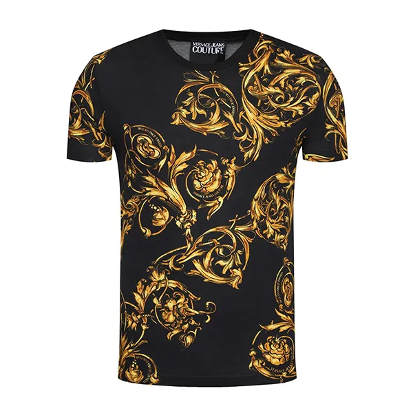 Áo Thun Nam Versace T-shirt Print Garland Bianco Slim Fit 72GAH6S0 JS049 G89 Màu Đen Size M