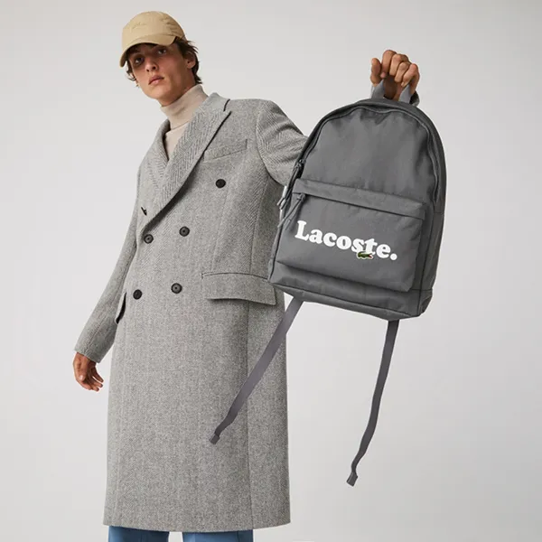 Balo Lacoste Neocroc Smoked Pearl Backpack With Printed Logo Màu Xám
