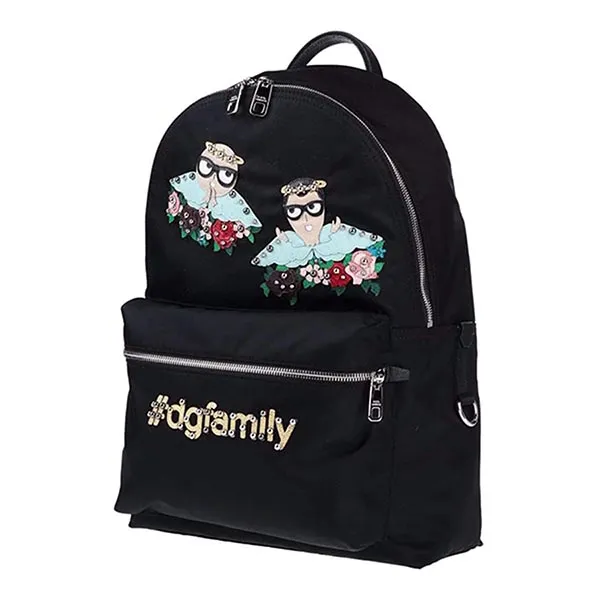 Balo Unisex Dolce & Gabbana D&G Vulcano Backpack In Nylon With Designers' Patches In Black Màu Đen