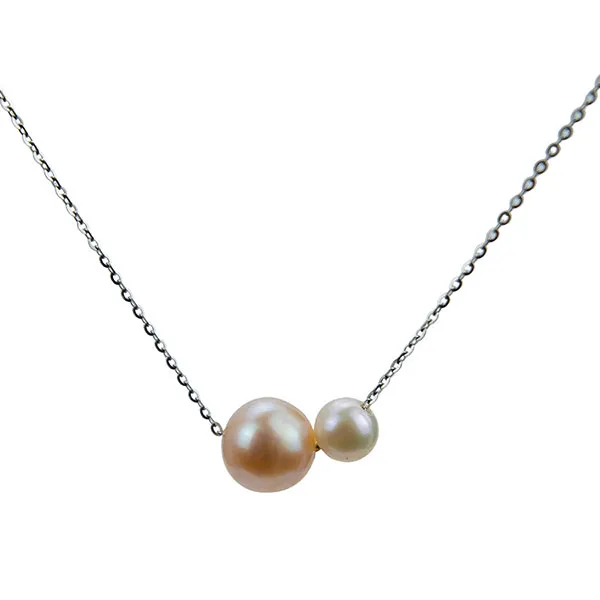 Dây Chuyền Minh Hà Pearl Jewelry Xuyên Ngọc Màu Bạc Phối Hồng