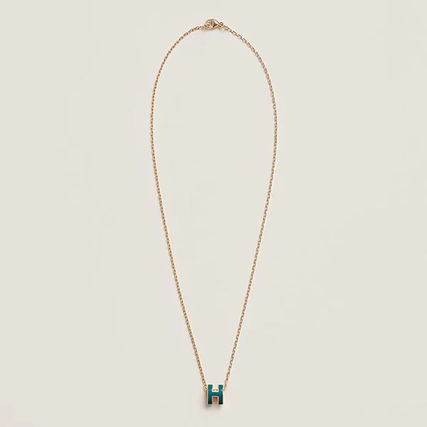 Dây Chuyền Nữ Hermès Mini Pop H Pendant H147992F 79 Bleu Jean Màu Xanh Blue - 2