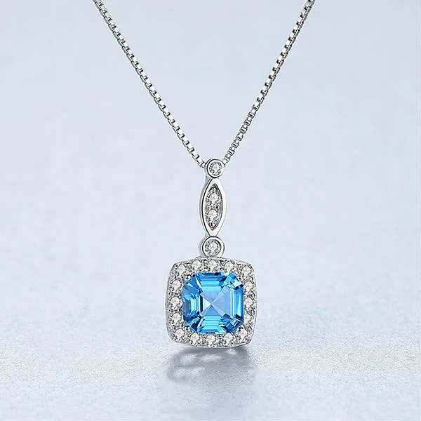 Dây Chuyền Nữ Kya Jewel Đá CZ Cao Cấp SN186 Màu Bạc Phối Xanh