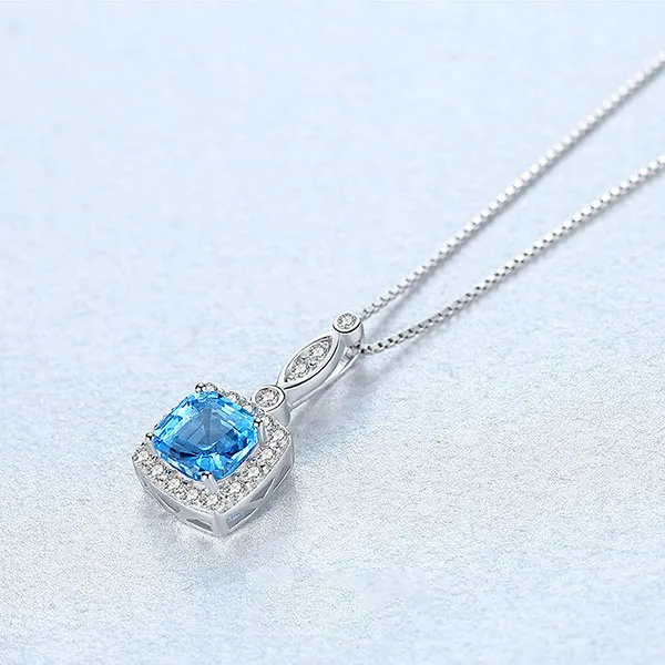 Dây Chuyền Nữ Kya Jewel Đá CZ Cao Cấp SN186 Màu Bạc Phối Xanh