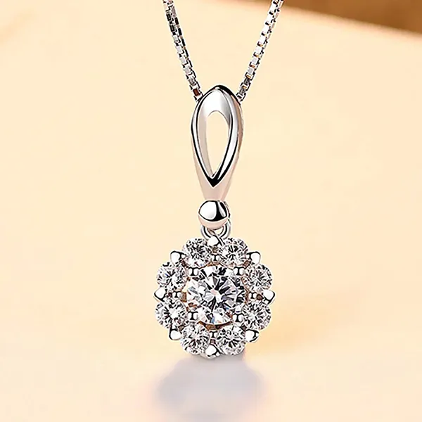 Dây Chuyền Nữ Kya Jewel Kim Cương Moissanite Hoa Mai MN2 Màu Bạc