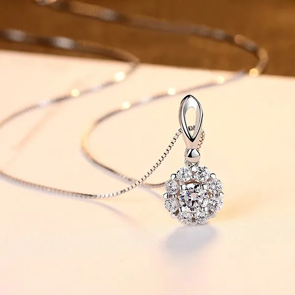 Dây Chuyền Nữ Kya Jewel Kim Cương Moissanite Hoa Mai MN2 Màu Bạc
