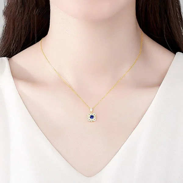 Dây Chuyền Nữ Kya Jewel Mặt Vuông Nhụy Đá Xanh N115 Màu Vàng