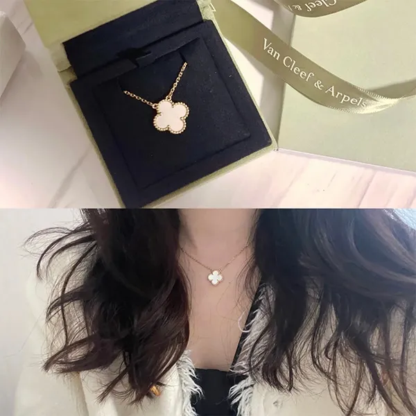 Dây Chuyền Nữ Van Cleef & Arpels Mother Of Pearl Vintage Alhambra Pendant Necklace 18K Yellow Gold Màu Vàng