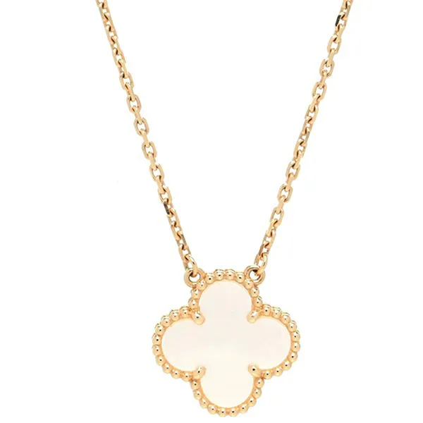 Dây Chuyền Nữ Van Cleef & Arpels Mother Of Pearl Vintage Alhambra Pendant Necklace 18K Yellow Gold Màu Vàng