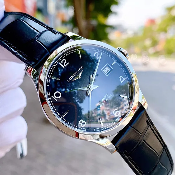 Đồng Hồ Nam Longines Record L2.820.4.56.2 Watch Màu Đen Bạc