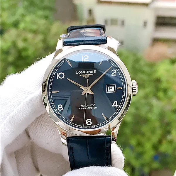 Đồng Hồ Nam Longines Record L2.820.4.56.2 Watch Màu Đen Bạc