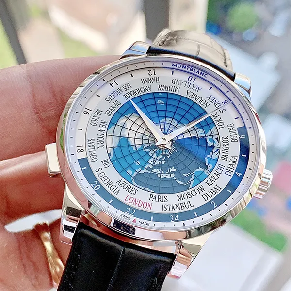 Đồng Hồ Nam Montblanc Heritage Spirit Orbis Terrarum World Map 112308 Màu Đen Bạc