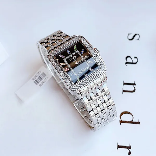 Đồng Hồ Nữ Gevril GV2 Women's Padova Gemstones Swiss Diamond Watch 12330B Màu Bạc Đen