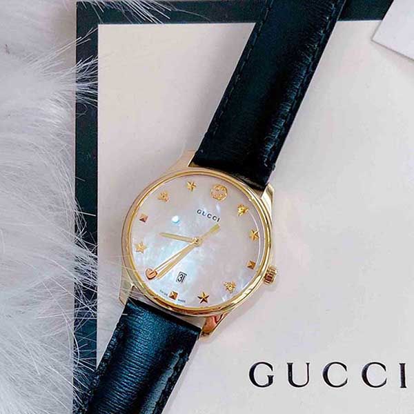Đồng Hồ Nữ Gucci G-Timeless Mother Of Pearl Dial Ladies Watch YA126589 Màu Đen Vàng - 3