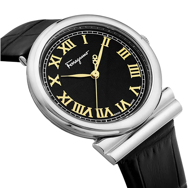 Đồng Hồ Nữ Salvatore Ferragamo Gancini Leather Watch SFUF00621 Màu Đen