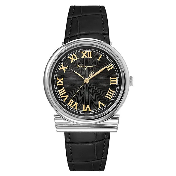 Đồng Hồ Nữ Salvatore Ferragamo Gancini Leather Watch SFUF00621 Màu Đen