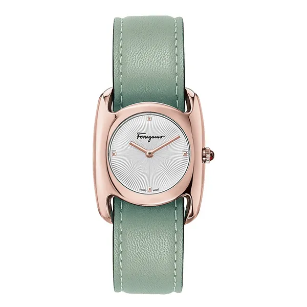 Đồng Hồ Nữ Salvatore Ferragamo Vara Leather Watch SFEL00619 Màu Xanh Green